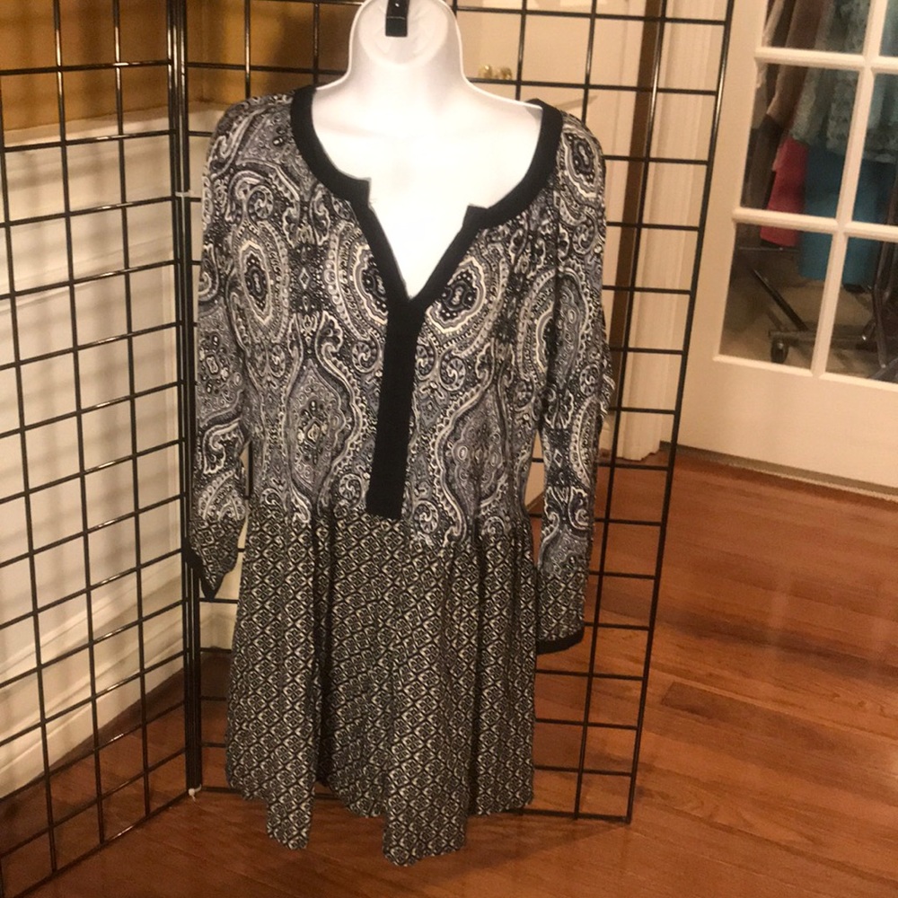 Patterned Long (Split) Sleeve Dress - image 1